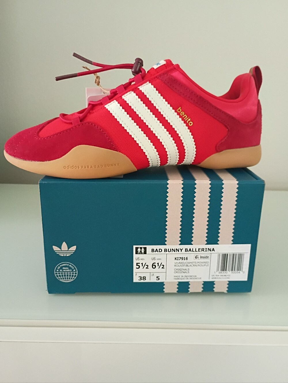 The Bad Bunny x Adidas Ballerina Flamboyan 5.5 Men, Women 6 1/2 - 38 - Picture 3 of 4